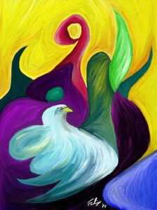 "In The Garden" digital painting, 9 x 12 in max (23 x 31 cm max), 2014