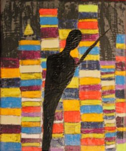 "One Series 13 - Ronin in Dystopia" mixed media on canvas, 8 x 10 in (20 x 25 cm), 2009