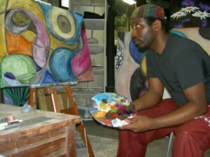 The artist in the studio, 2005.