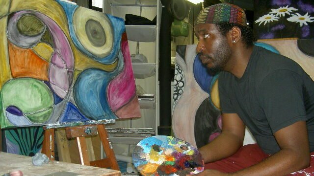 The artist in the studio, 2005.