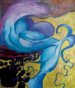 "Burgeoning" acrylics on paper, 11 x 14 in (28 x 35.5 cm), 2001