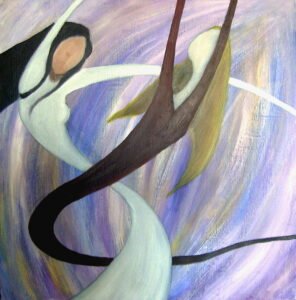 "Floating" acrylics on board, 24 x 24 in (61 x 61 cm), 2003