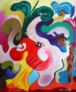 "Histrionics" acrylics on canvas, 20 x 24 in (50 x 61 cm), 2001