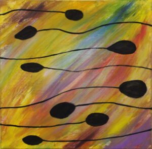 "Sedentary" acrylics on canvas, 24 x 24 in (61 x 61 cm), 2011