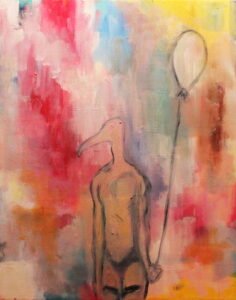 "Until it Pops" acrylics on canvas, 16 x 20 in (40 x 50 cm), 2011